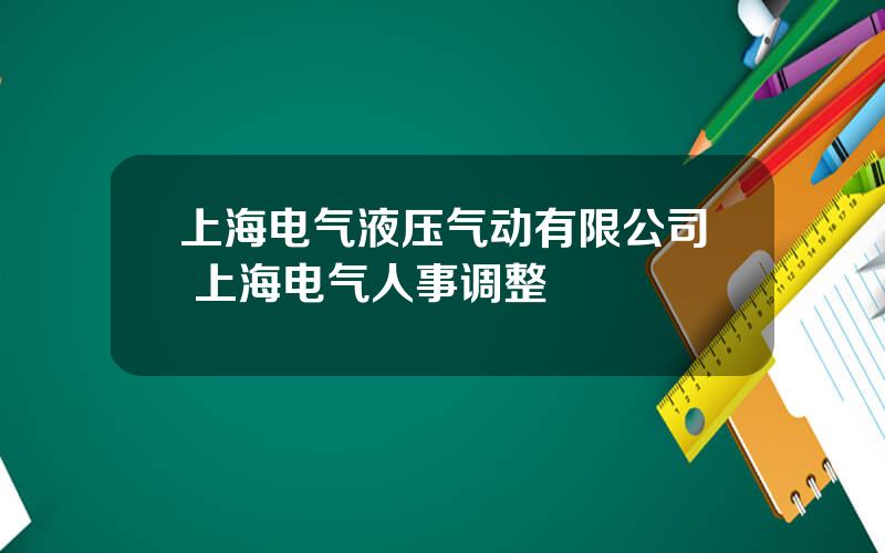 上海电气液压气动有限公司 上海电气人事调整